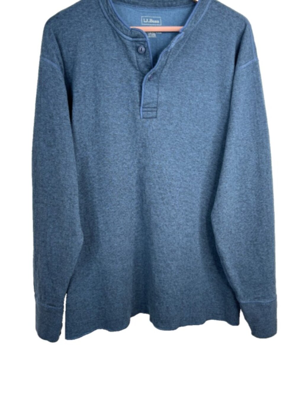 VTG LL Bean Two Layer River Driver's Shirt XL Wool Base Layer Henley Blue Ski